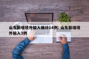 山东新增境外输入确诊14例: 山东新增境外输入3例