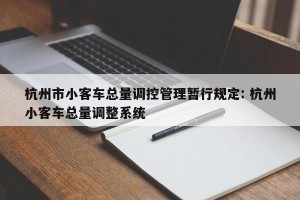 杭州市小客车总量调控管理暂行规定: 杭州小客车总量调整系统