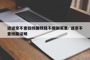 进返京不查验核酸铁路不限制买票: 进京不查核酸证明